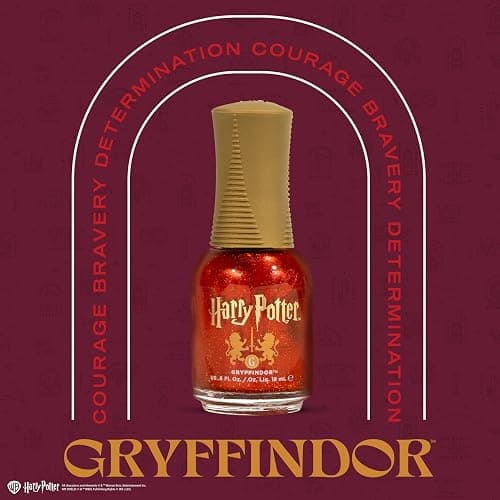 Orly x Harry Potter Prisma Nail Polishes | Enchanting Gryffindor, Ravenclaw, Slytherin & Hufflepuff House Colors | Shimmery Nail Lacquers that Glitter and Glow 0.6fl oz (Gryffindor) thumbnail 2