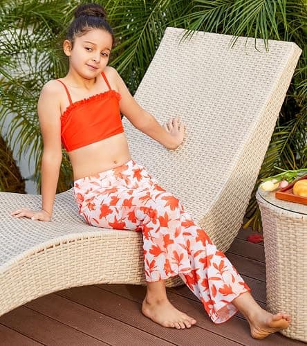 Vogseek 6-16T Girls 3 Pieces Bikini Bathing Suit with Rash Guard Pants Quick Dry Swimwear Cover-Up Sets thumbnail 2