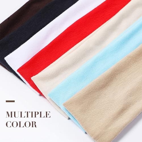 Arohecx 9 Pack Headbands for Women Non Slip - Fabric Elastic Hair Bands for Women's Hair, Soft Cotton Cloth Stretchy Sport Headbands, Sweat Absorption Athletic Hairbands for Workout Yoga Running - A thumbnail 5