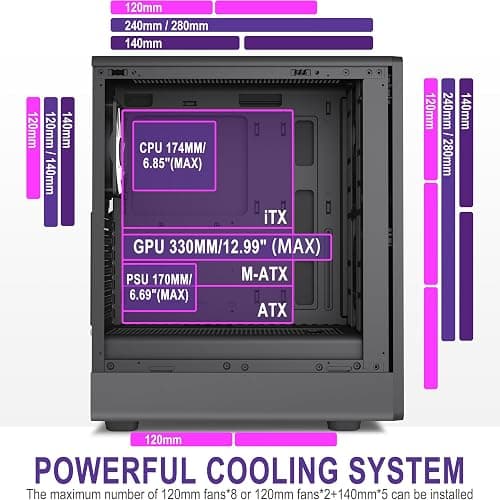 FOIFKIN M1 PC Case -Walnut Front pane Pre-Installed 4 PWM ARGB Fan, ATX Mid-Tower Gaming PC Case, with Type-C,FOIFKIN (Black, M1) thumbnail 8