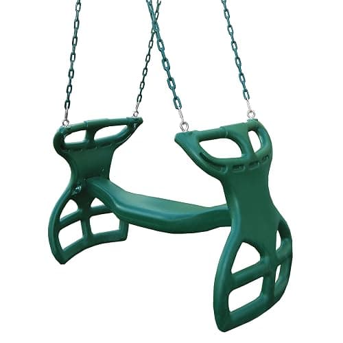 Swing-N-Slide WS 3452 Heavy Duty Two Person Dual Glider Swing, with Coated Chains to Prevent Pinching, 18" W x 25 in H x 40" L, Green - Image 1