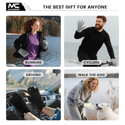 MA COWCF Women's Winter Gloves for Cold Weather Thermal Knit Elastic Soft Touch Screen Glove for Running Driving Hiking thumbnail 7