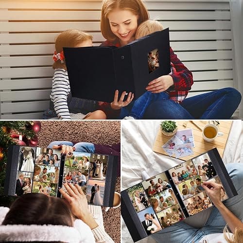 Extra Large Capacity Photo Album 4x6 1000 Pockets, Linen Cover and Front Window,Holds 1000 4x6 Horizontal and Vertical Photos,4 x 6 Picture Book for Family Wedding Anniversary Vacation (Black) thumbnail 9