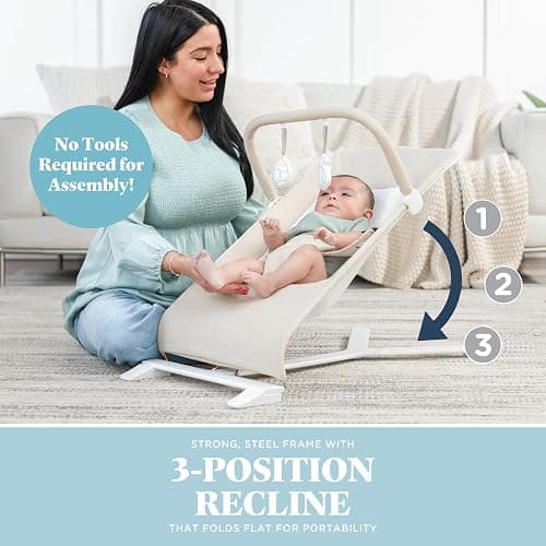 Portable Bouncer, 100% GOTS Certified Cotton Fabrics, Organic Oat thumbnail 7
