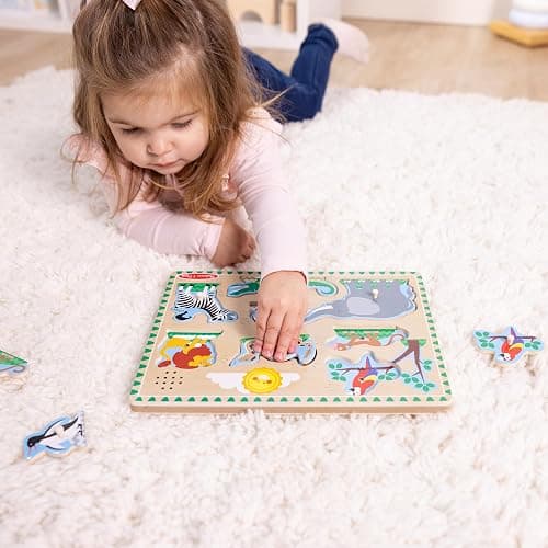 Melissa & Doug Zoo Animals Sound Puzzle – 8-Piece Wooden Peg Puzzle with Light-Activated Sounds, Music Learning Toy for Toddlers and Preschoolers Ages 2+ thumbnail 6