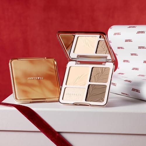 JUDYDOLL Highlight & Contour Palette, All-in-One Matte Highlighter Contour Compact, Natural Brightening Finish for Cool Fair & Olive Skin (New Version 01 Wave Shadow Palette) thumbnail 9