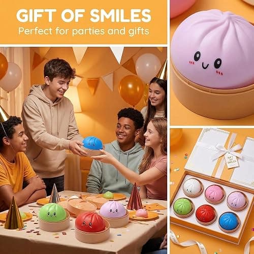 2-Pack Glitter Dumpling Squishy Set - Colorful Sensory Stress Relief Collections, Random Squishy Gift Box with Sparkly Dumplings for Party Favors & Collectibles (Random-2 PCS) thumbnail 6