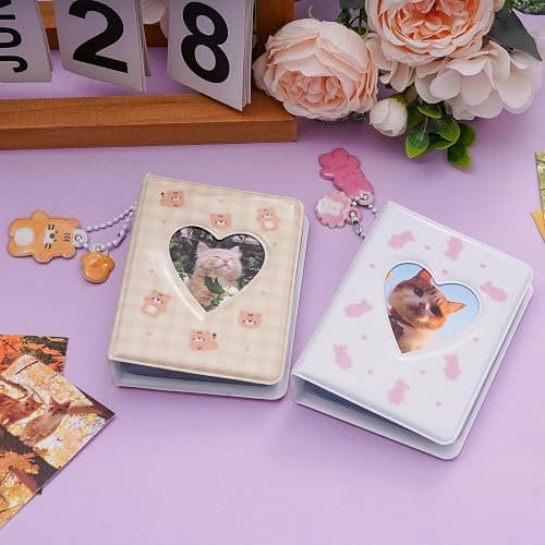 2 Pieces Photocard Binder Album, Mini Photo Album Kpop, 3 Inch Kpop Love Heart Hollow Photocard Binder, Mini Photo Card Book Holder (Style 1) thumbnail 7