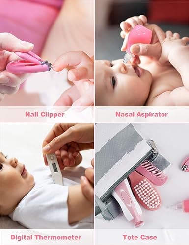 OTTOLIVES Baby Healthcare and Grooming Kit, 24 in 1 Baby Electric Nail Trimmer Set Newborn Nursery Health Care Set for Newborn Infant Toddlers Baby Boys Girls Kids Haircut Tools (0-3 Years+) (Pink) thumbnail 4