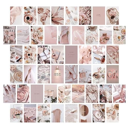 50PCS Aesthetic Picture for Wall Collage, 4x6 inch Room Decor for Teen Girls, Neon Bedroom Collage Print Kit,Cute Dorm Wall Art Photo Posters [Single Sided] (Beige 1) - Image 1