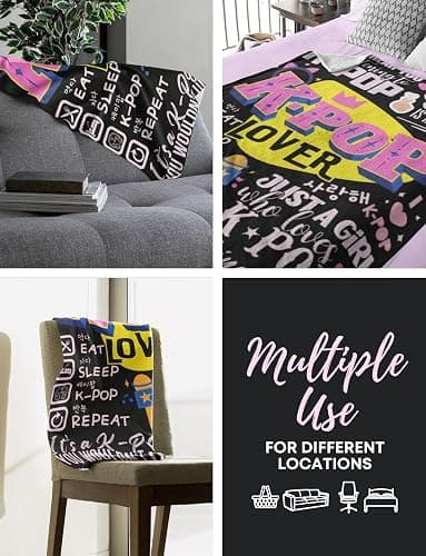 Huglanket Kpop Gifts for Teen Girl K Pop Lovers, Kpop Merch Stuff Blanket for Women for Birthday, Christmas, Violet, 50"x 65" thumbnail 5