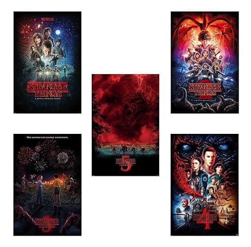 Stranger Things 1, 2, 3, 4 & 5 - TV Show Poster Set (Seasons 1, 2, 3, 4 & 5 - Regular Styles - Version 3) (Size: 24" x 36" each) - Image 1