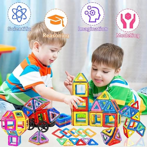 AQXONG 126 Pcs Ensemble de Blocs de Construction Magnétiques, Jouets de Construction magnétiques, Jouets Éducatifs, Cadeau Parfait pour Les Garçons et Les Filles âgés de 3 à 8 Ans thumbnail 5