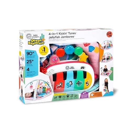 Baby Einstein Ocean Explorers 4-in-1 Kickin Tunes Jellyfish Jamboree Music & Language Discovery Gym, Pink, Ages 0 Months and Up thumbnail 13