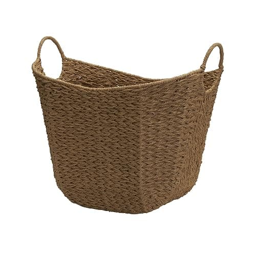 Household Essentials Natural Paper Rope Basket with Handles, Natural Woven Woven Storage Basket, Great for Decoration or Organization - Image 1