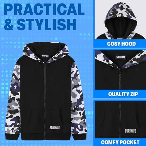 FORTNITE Hoodies for Boys Teens Hooded Pullover Zip Up Sweatshirt Youth Hoodie thumbnail 4