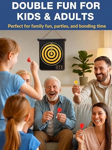 Magnetic Dart Board for Kids, Teens, Adults, Double-Sided Roll-Up Dart Board Games for Kids Age 3-18 with 12 Magnetic Darts, Indoor Outdoor Boys Toys for Backyard, Gifts for Teen Boys thumbnail 6