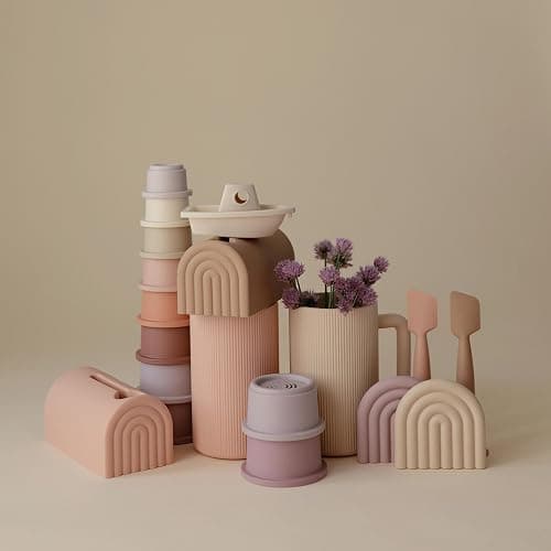 mushie Stacking Cups Toy 8pcs | Made in Denmark (Petal) thumbnail 7