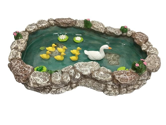 GlitZGlam Duck Pond -Mother and Ducklings! A Miniature Duck Pond for a Miniature Fairy Garden and Miniature Garden Accessories - Image 1