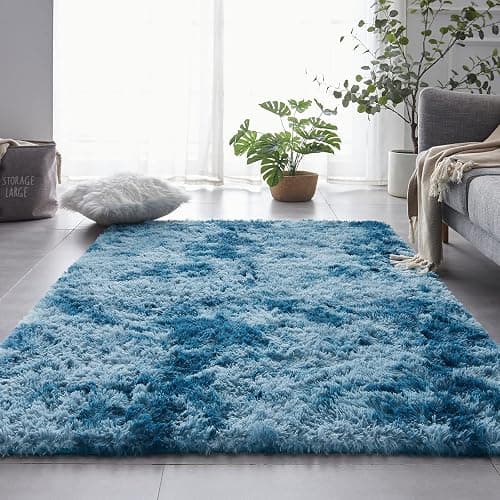 TABAYON Shaggy Tie-Dyed Dark Blue Rug, 2x3 Area Rugs for Living Room, Anti-Skid Extra Comfy Fluffy Floor Carpet for Indoor Home Decorative thumbnail 3