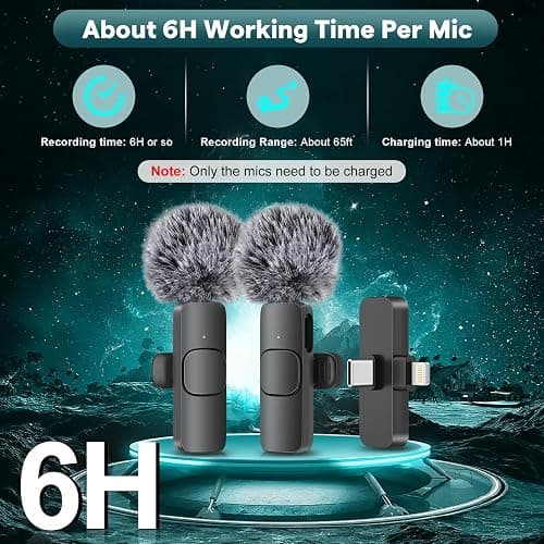 MAYBESTA Wireless Mini Microphone for iPhone, Android Phone - Bluetooth Lavalier Lapel Mic for Audio Video Recording - Clip on Content Creator Microphones for YouTube Tiktok Podcast Vlogging thumbnail 7