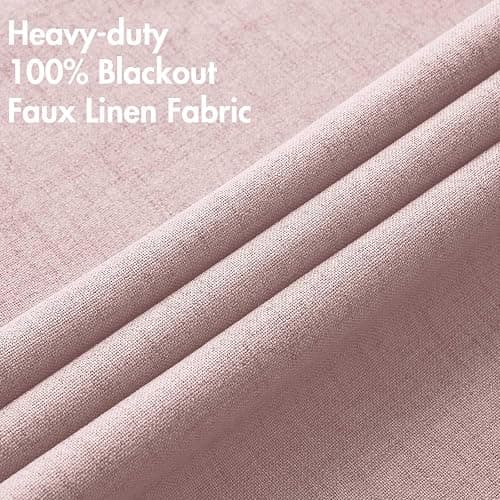 MIULEE Linen Texture Curtains for Bedroom Solid 100% Blackout Thermal Insulated Pink Curtains Grommet Room Darkening Curtains/Draperies for Living Room Nursery 52x84 Inch (2 Panels) thumbnail 5