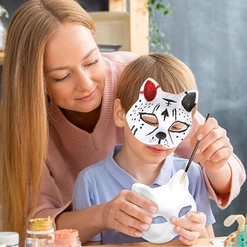 Giftota DIY Cat Masks Kit - Blank Therian Masks Set - DIY Animals Fox Mask for Christmas Halloween Masquerade Cosplay Party thumbnail 8