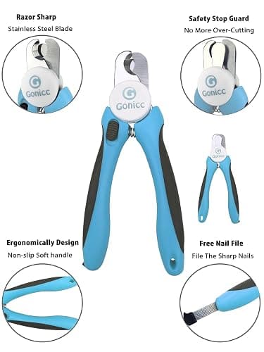 gonicc Dog & Cat Pets Nail Clippers and Trimmers - with Safety Guard to Avoid Overcutting, Free Nail File, Razor Sharp Blade - Professional Grooming Tool for Pets thumbnail 5