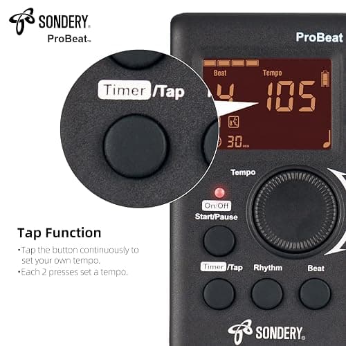 Sondery Digital Metronome Rechargeable English Vocal Counting with Timer Function for Piano Guitar Drum and All Instruments thumbnail 6