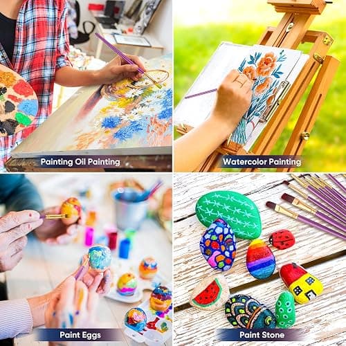 Paint Brushes Set, 30 Pcs Paint Brushes for Acrylic Painting, Watercolor Acrylic Oil Paint Brush, Artist Paintbrushes for Body Face Rock Canvas, Adult Drawing Arts Crafts Supplies, Purple thumbnail 7