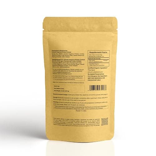 Organic Flax Seeds Whole 8 Ounce or 227g (0.5 Lb) | Non GMO | Kosher | USDA Certified Organic | By Carmel Organics | Unroasted Flax Seed | Plant Based | Linum usitatissimum thumbnail 2