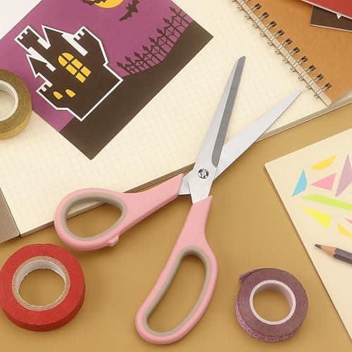 LONGKEY Scissors 8.5 Inch scissors all purpose Bulk Set of 3, Scissors for Office Home School Craft Supplies, Soft Comfort-Grip Right/Left Hand thumbnail 6