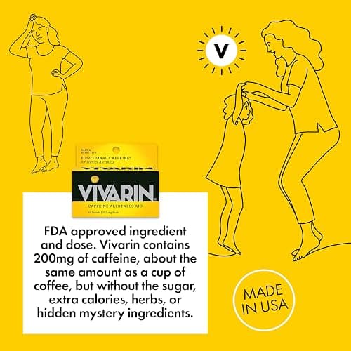 Vivarin, Caffeine Pills, 200mg Caffeine per Dose, Safely and Effectively Helps You Stay Awake, No Sugar, Calories or Hidden Ingredients, Energy Supplement, 40 Tablets thumbnail 5