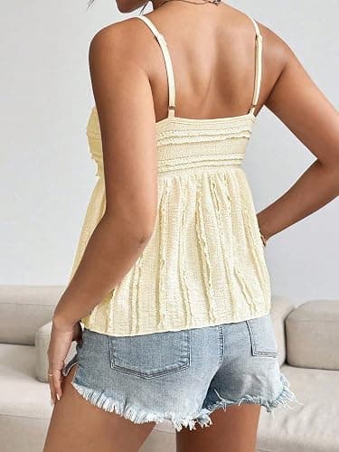 Womens Peplum Tank Tops Cute Babydoll Lace Going Out Camisole Top Ruffle Spaghetti Strap Camisole thumbnail 4