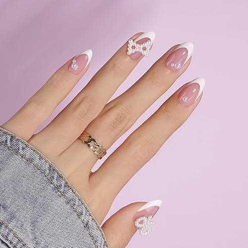 Canvalite French Tip Press on Nails - 300Pcs Pre-Colored Short Gel Nail Tips, Quick and Easy Almond Fake Nails With Designs, DIY French Tip, Pink White thumbnail 5