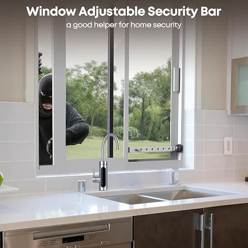 WooFog（Short）Window Security Bar Adjustable, Window Bars Security Inside, Window Lock Bar for Horizontal Sliding Windows, Window Locks for Up and Down Windows, Extends Form 11" to 18" (White-4 Pcs) thumbnail 6