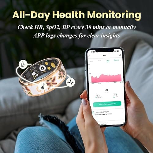 Enamel Craft Smart Ring for Women & Men - No Subscription Fee Fitness Tracker with Sleep Tracking, Heart Rate, SpO2 - IP68 Waterproof for iPhone Android - Activity Tracker, Remote Camera Size7 thumbnail 5