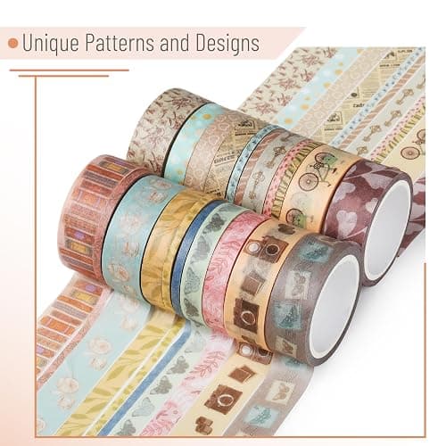 Mr. Pen- Washi Tape Set, 21 Rolls, Assorted Sizes, Vintage Charm Design, Washi Tape for Journaling thumbnail 3