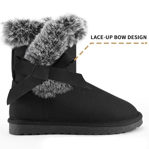 K KomForme Girls Kids Snow Boots Warm Fur Lined Slip On Outdoor Winter Shoes Lightweight Comfy（Little/Big Kids） thumbnail 3