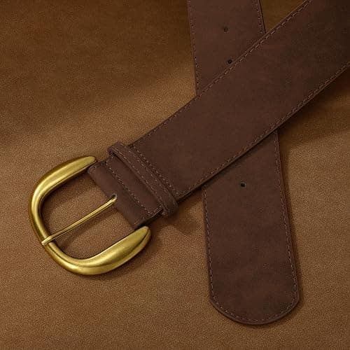 SANSTHS Women Wide Suede Belt for Dresses Jeans Fashion Thick Leather Waist Belts Ladies Chunky Belts thumbnail 2