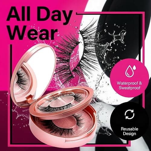 Magnetic Eyelashes with Applicator - Natural Look, No Glue or Eyeliner Needed, Lightweight & Waterproof Reusable False Lashes for Beginners thumbnail 5