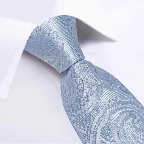 DiBanGu Silk Floral Ties for Men Woven Paisley Necktie and Tie Clip Handkerchief Cufflinks Set for Party Wedding thumbnail 5