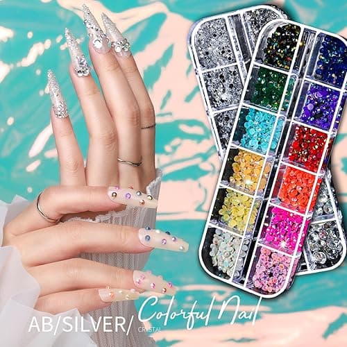 Teenitor Nail Charms Nail Art Kit with 15 Sheets Gold Nail Stickers, 6 Boxes of Nail Gems Nail Art Tools Nail Rhinestones for Nails, Nail Supplies 3D Nail Charms and Gems Nail Decals Nail Pearls thumbnail 7