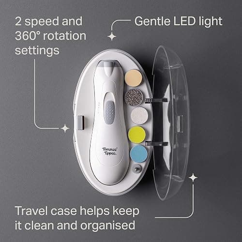 Tommee Tippee Electric Baby Nail File, with Six Filing Heads for Baby and Adult Use, Infant Nail Clipper with LED Light and Adjustable Speed and Direction Settings thumbnail 4