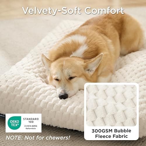Bedsure Small Washable Dog Bed for Crate, Soft Fluffy Bubble Fleece Pet Bed Mat, Non-Slip and Machine Washable Kennel Sleeping Pad for Small Dogs/Puppy/Cat, for Crate/Floor/Car, 23"x17"x3", Beige thumbnail 2
