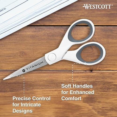 Westcott 5" Micro-Tip Fabric Scissors with Titanium-Bonded Blades - Ideal for Crafting, Sewing, and More thumbnail 4