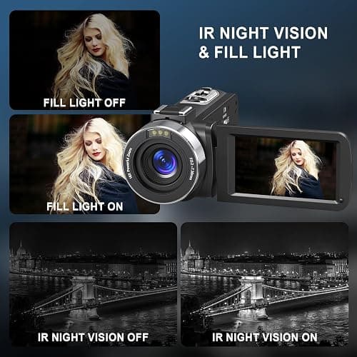 Yollner 8K Video Camera 64MP Camcorder IR Night Vision Vlogging Camera, 18X Zoom WiFi Digital Touch Screen Camcorder for YouTube with 32GB SD Card, Remote Control, and Two Batteries thumbnail 5