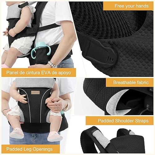 YSSKTC Baby Carrier Newborn to Toddlers - Ergonomic Adjustable Soft Breathable Comfort Infant Carrier for 7-35lbs, Enhanced Support, Easier to Wear - Blue thumbnail 5