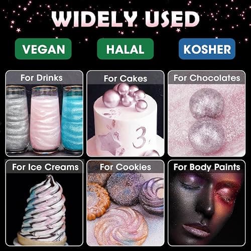 NiHome Edible Food-Grade Glimmer Powder Glitter Luster Dust Metallic Food Decorating Sprinkle Glimmery Dust for Drink Wine Beverage Cake Candy Dessert Bakery Restaurant Vegan (0.18oz/5g, Light Pink) thumbnail 2