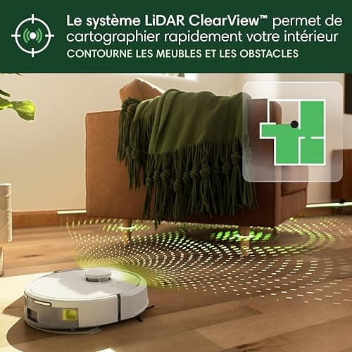 iRobot Roomba 105 Combo+AutoEmpty Dock - Robot Aspirateur Laveur 2en1 - Aspiration de 7KPa - Navigation LiDAR - Détection des Tapis - Zones de Nettoyage et d'Évitement - 4 Niveaux d'Aspiration - Blanc thumbnail 7